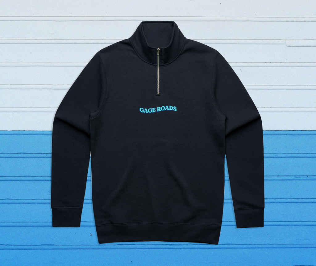 Half Zip Surf Sweater Navy Gage Roads Brewing Co.